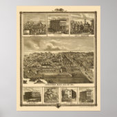 Atlantic, IA Panoramic Map - 1875 Poster (Voorkant)