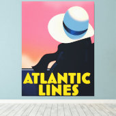 Atlantic Lines Cruise Liner-reisposter Canvas Afdruk (Insitu (Houten vloer))