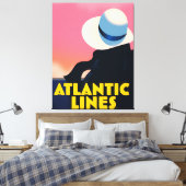 Atlantic Lines Cruise Liner-reisposter Canvas Afdruk (Insitu (Slaapkamer))