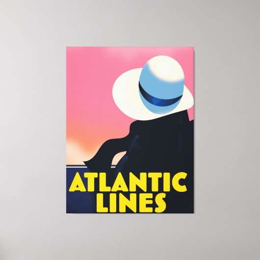 Atlantic Lines Cruise Liner-reisposter Canvas Afdruk (Voorkant)