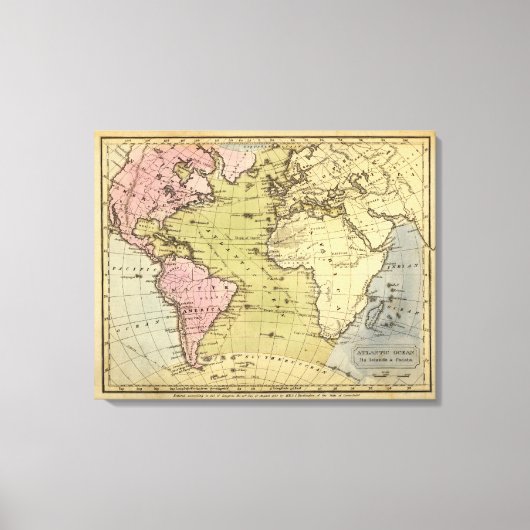 Atlantic Ocean Atlas Map Canvas Afdruk (Voorkant)