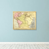 Atlantic Ocean Atlas Map Canvas Afdruk (Insitu (Houten vloer))
