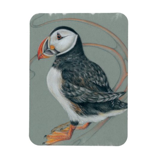 Atlantic Puffin Bird Art Drawing Magneet (Verticaal)