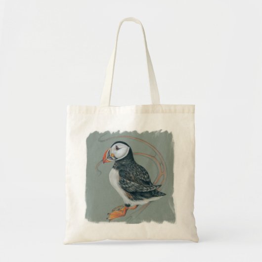 Atlantic Puffin Bird Art Drawing Tote Bag (Voorkant)