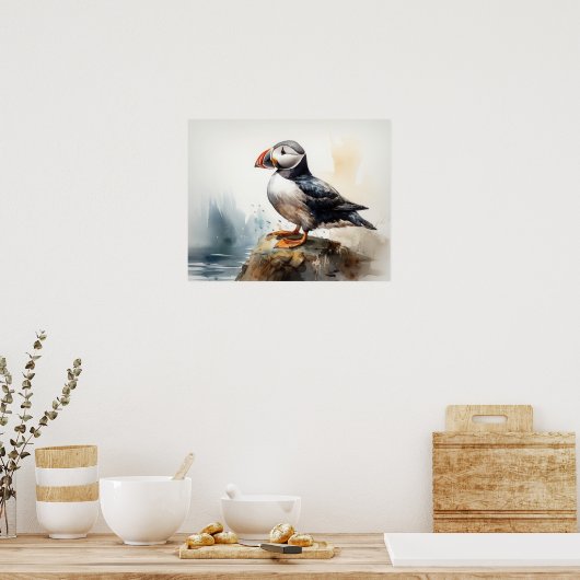 Atlantic Puffin Bird Art Print Poster (Keuken)