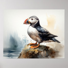 Atlantic Puffin Bird Art Print Poster