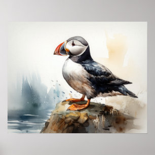 Atlantic Puffin Bird Art Print Poster