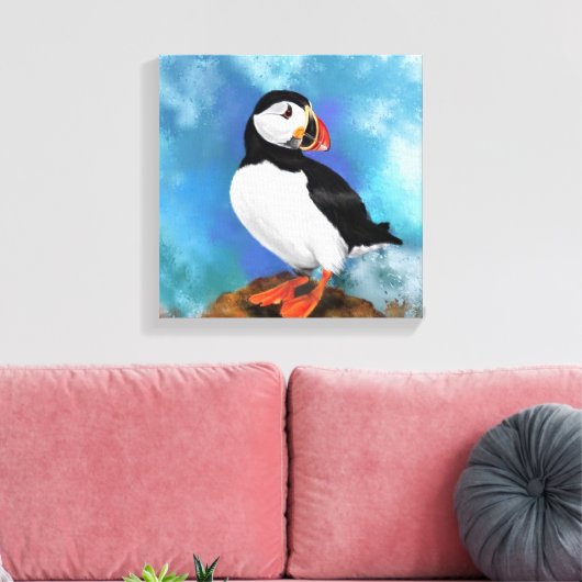 Atlantic Puffin Bird Canvas Print - schilderij (Insitu (Woonkamer))