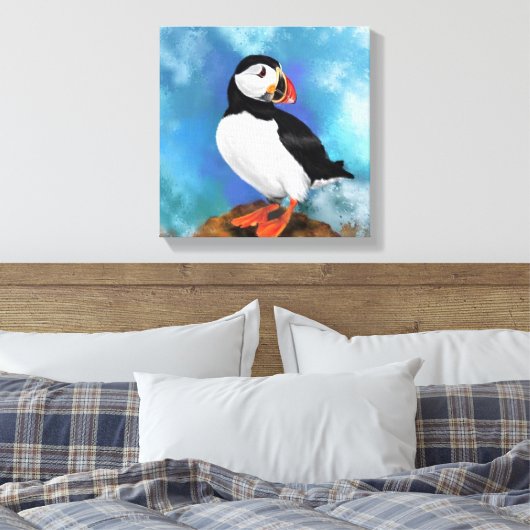 Atlantic Puffin Bird Canvas Print - schilderij (Insitu (Slaapkamer))