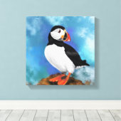 Atlantic Puffin Bird Canvas Print - schilderij (Insitu (Houten vloer))