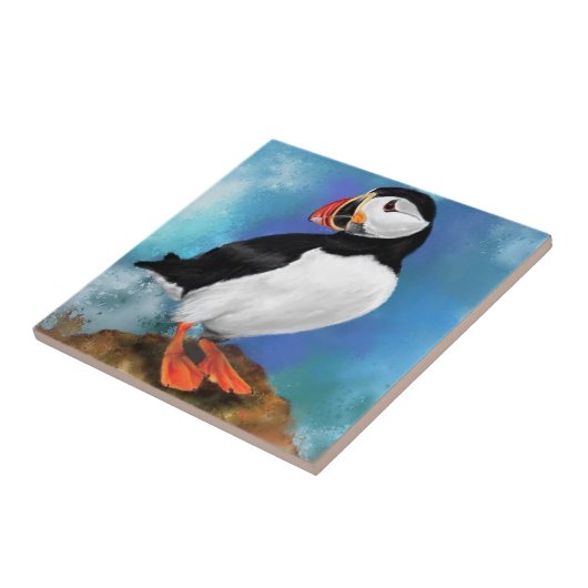 Atlantic Puffin Bird Ceramic Tile - Painting Tegeltje (Zijkant)