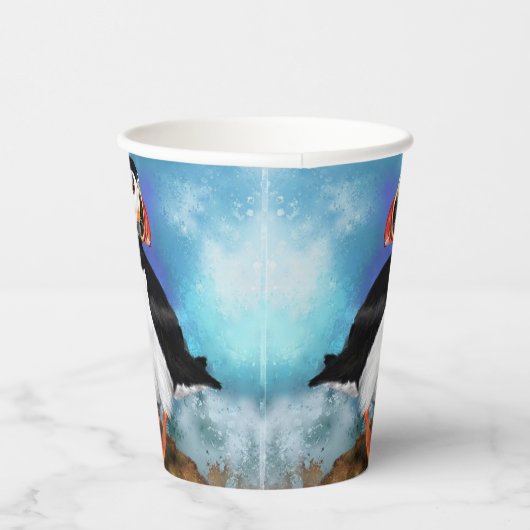 Atlantic Puffin Bird - Clown Beak - Painting Papieren Bekers (Rechts)