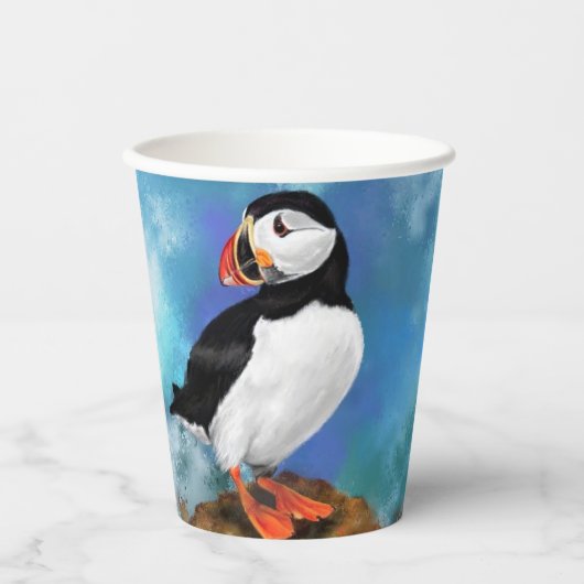 Atlantic Puffin Bird - Clown Beak - Painting Papieren Bekers (Voorkant)