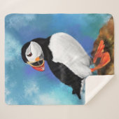 Atlantic Puffin Bird - Clown Beak - Painting Sherpa Deken (Voorkant (horizontaal))
