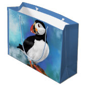 Atlantic Puffin Bird Gift Bag - Schilderen Groot Cadeauzakje (Achterkant Gekanteld)