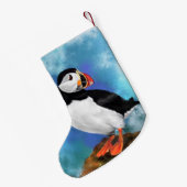 Atlantic Puffin Bird kerststaart - schilderen Kleine Kerstsok (Achterkant (Hangend))