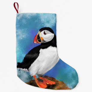 Atlantic Puffin Bird kerststaart - schilderen Kleine Kerstsok