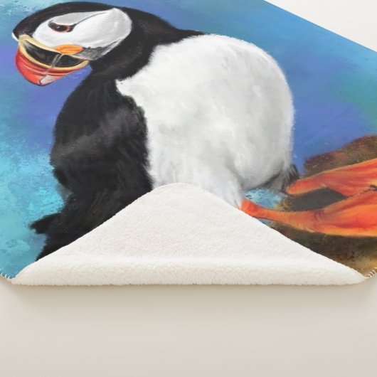 Atlantic Puffin Bird Sherpa Blanket Deken (3/4)