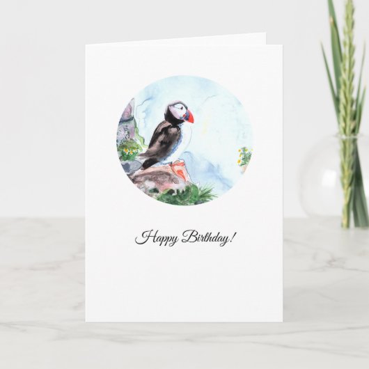 Atlantic Puffin Birthday Card Kaart (Voorkant)