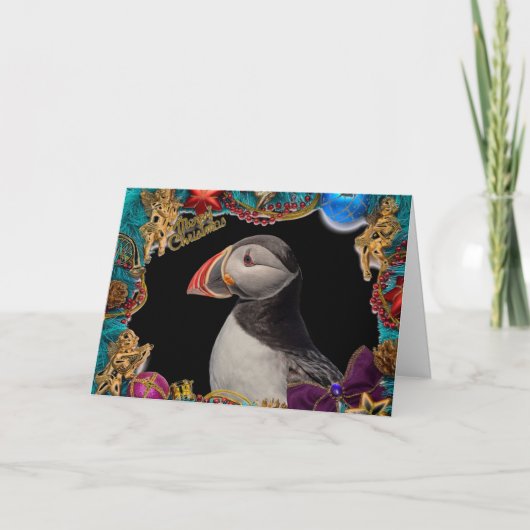 Atlantic Puffin Christmas Kaart (Voorkant)