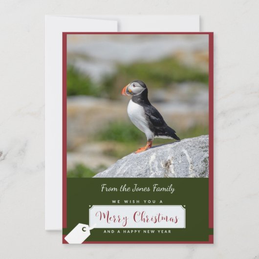Atlantic Puffin Christmas Kaart (Voorkant)