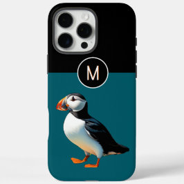 Atlantic Puffin Coastal Wildlife Bird Monogrammed iPhone 16 Pro Max Hoesje