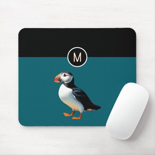 Atlantic Puffin Coastal Wildlife Bird Monogrammed Muismat (Met muis)