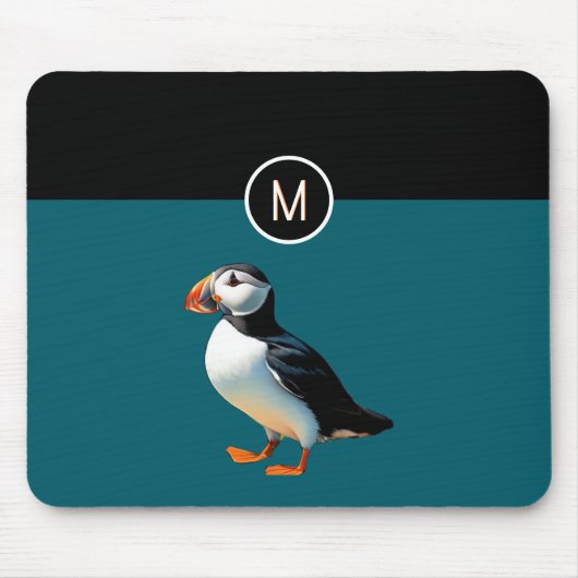 Atlantic Puffin Coastal Wildlife Bird Monogrammed Muismat (Voorkant)
