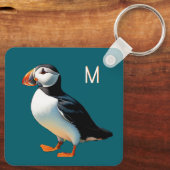 Atlantic Puffin Coastal Wildlife Bird Monogrammed Sleutelhanger (Achterkant)