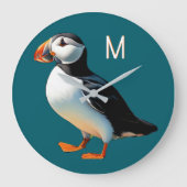 Atlantic Puffin Coastal Wildlife Zee Bird Monogram Grote Klok (Voorkant)