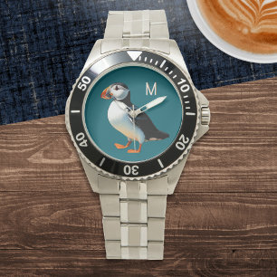 Atlantic Puffin Coastal Wildlife Zee Bird Monogram Horloge