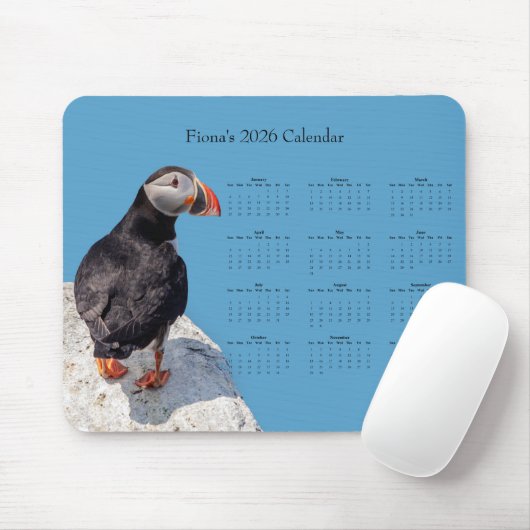 Atlantic Puffin: Customize 2026 calendar Muismat (Met muis)