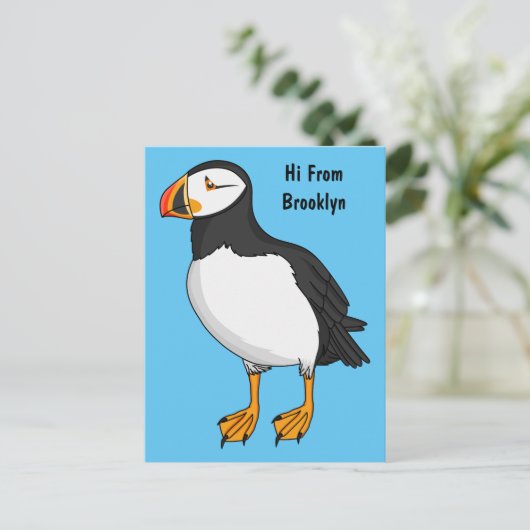 Atlantic puffin-illustratie briefkaart (Staand voorkant)