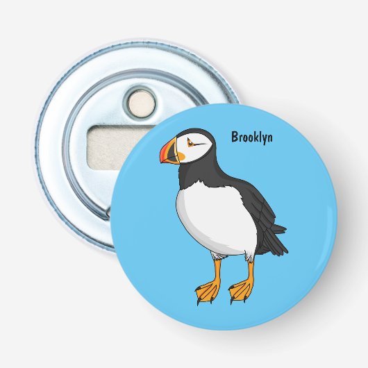 Atlantic puffin-illustratie button flesopener (Voorkant)