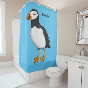 Atlantic puffin-illustratie douchegordijn