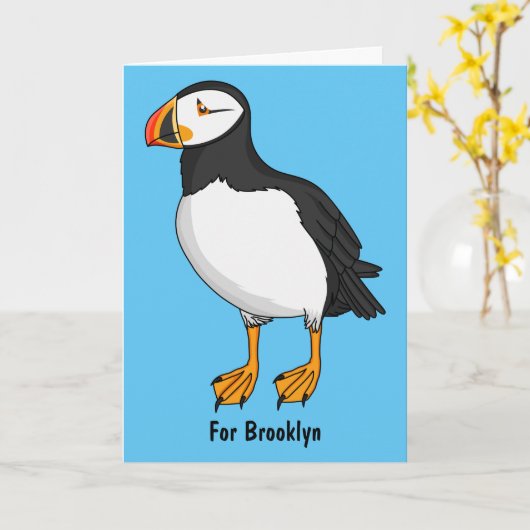 Atlantic puffin-illustratie kaart (Gele Bloem)