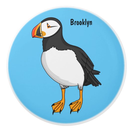Atlantic puffin-illustratie keramische knop (Voorkant)