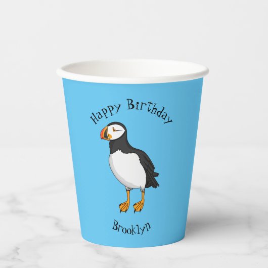 Atlantic puffin-illustratie papieren bekers (Voorkant)