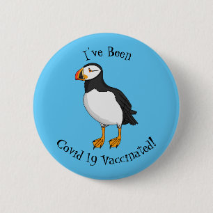 Atlantic puffin-illustratie ronde button 5,7 cm