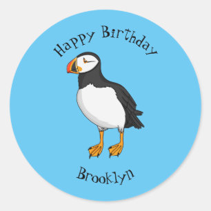 Atlantic puffin-illustratie ronde sticker