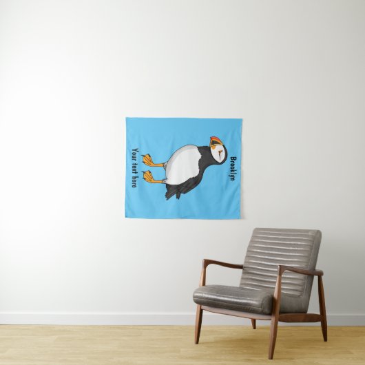 Atlantic puffin-illustratie wandkleed (In Situ (horizontaal))