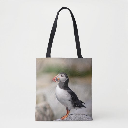 Atlantic Puffin in Machias, Maine Tote Bag (Voorkant)