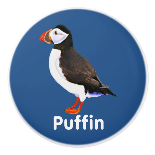 Atlantic Puffin Keramische Knop (Voorkant)