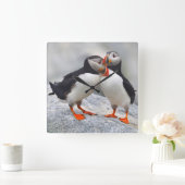 Atlantic Puffin Love Vierkante Klok (Huis)