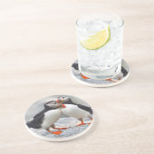 Atlantic Puffin Love Zandsteen Onderzetter (Zijkant)