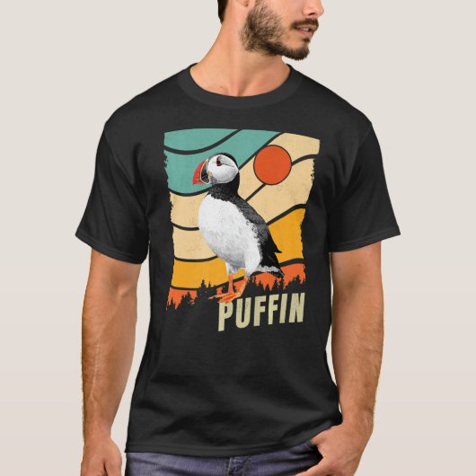 Atlantic Puffin Retro Style Ocean Zee Bird T-shirt (Voorkant)