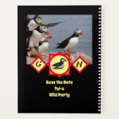 Atlantic Puffin Swimming Cartoon Monogram Foto Planner (Achterkant)