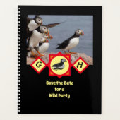 Atlantic Puffin Swimming Cartoon Monogram Foto Planner (Voorkant)