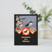 Atlantic Puffin Swimming Cartoon Monogram Foto Uitnodiging Briefkaart (Staand voorkant)
