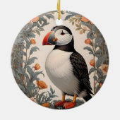 Atlantic Puffin William Morris geïnspireerd door b Keramisch Ornament (Achterkant)